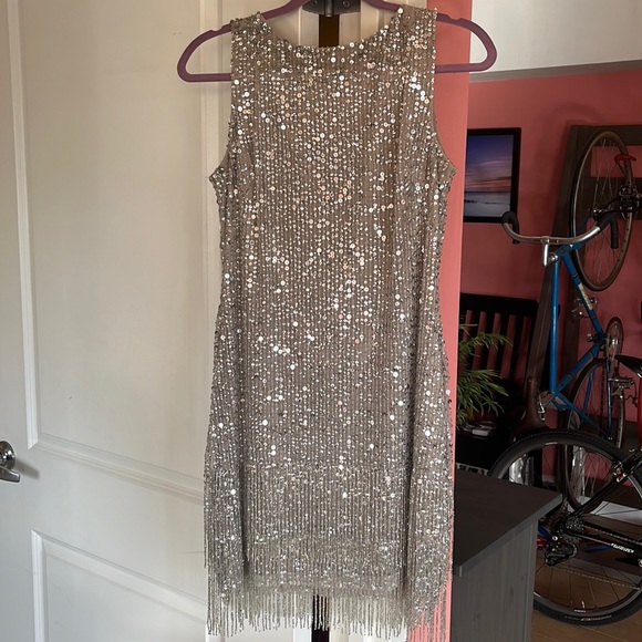 Adrianna Papell Beaded Fringe Dress - Picture 2 of 14